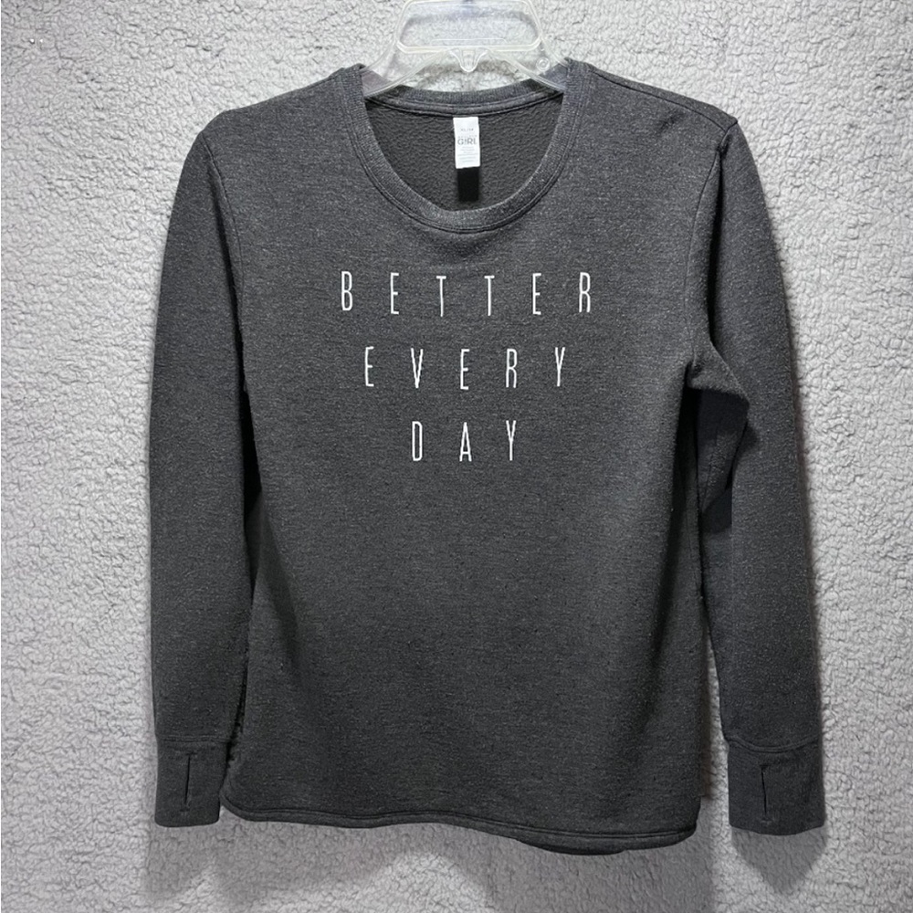 Athleta Girl Long Sleeve Top Dark Grey Girls XL 14